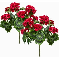 Morttic 2PCS 14'' Artificial Geraniums Silk Flowers Outdoor Garden Hanging Basket Porch Home Decor
