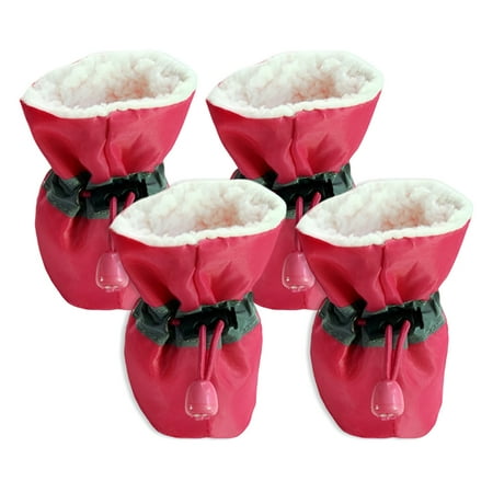 TELOLY 4Pcs Dog Shoes Enhanced Grip Dog Boots Wet Conditions Dog Winter Boots Pink 5*4cm