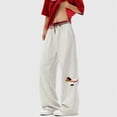 thumbnail image 2 of Womens Sweatpants Elastic Waist Side Pocket Solid Loose Sport Casual Wide Leg Sweatpants Women Grey M, 2 of 7