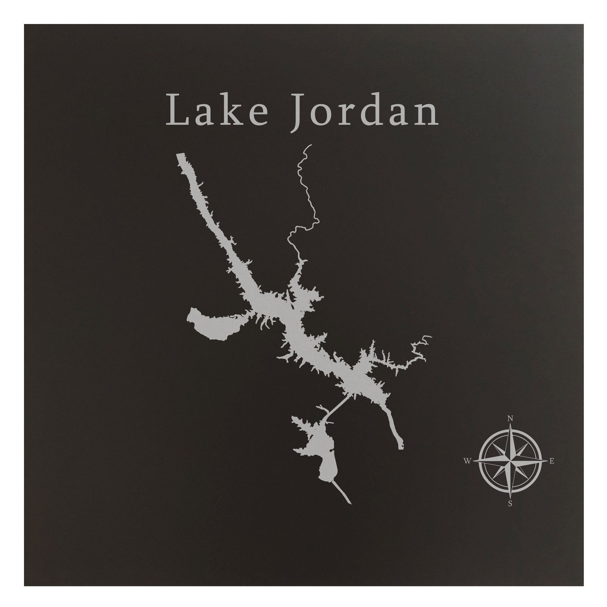 Lake Jordan Map 12x12" Black Metal Wall Art Office Decor Gift Engraved