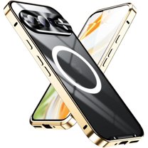 Magnetic for Google Pixel 9 Pro Case Compatible with MagSafe Charger Ultra Slim Matte PC Back Metal Frame Bumper Scratch Resistant Safety Lock Shockproof Protective Case, Gold
