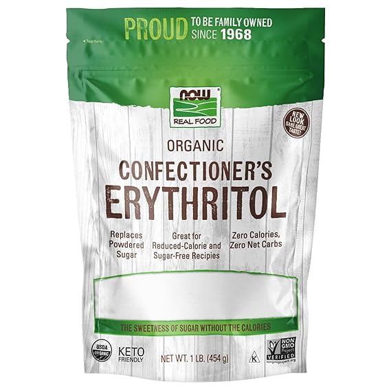 NOW Foods Organic Confectioner's Erythritol - 1 lb Pack of 4