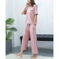 thumbnail image 3 of Crescentt Pyjama en Modal de Luxe, Respirant et Confortable, Ensemble de Pyjama Ultra Doux pour Femmes, Ensemble de Pyjama Classique en Modal à Manches Longues - Tout Rose - Manches Courtes, Grand, 3 of 5