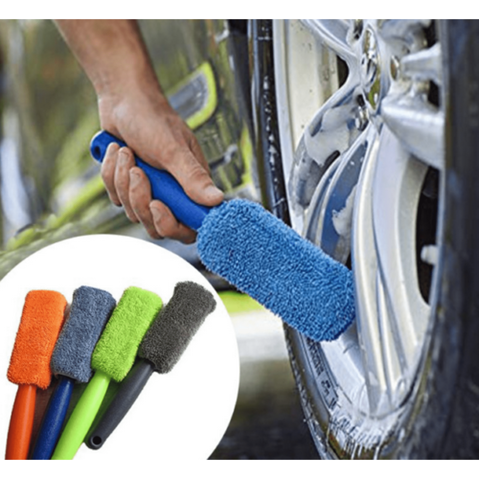 Car Wheel Brush - Auto Detailing Car Wash Brush, Ergonomic Grip