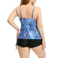 thumbnail image 3 of Women Plus Size Tankini Ruffle Swimsuit Two Piece Flowy Swimdress Tummy Control Bathing Suits with Boyshorts, 3 of 5