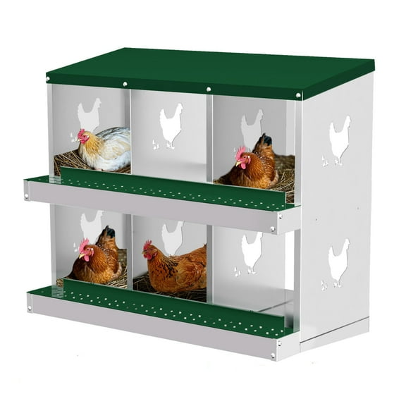 Arigeas 6 Holes Metal Poultry Nesting Box with Egg Collection, Laying Eggs Nest Boxes for Chicken Hen Duck