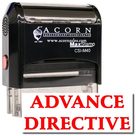 Large Self-Inking Advance Directive Stamp with Blue Ink