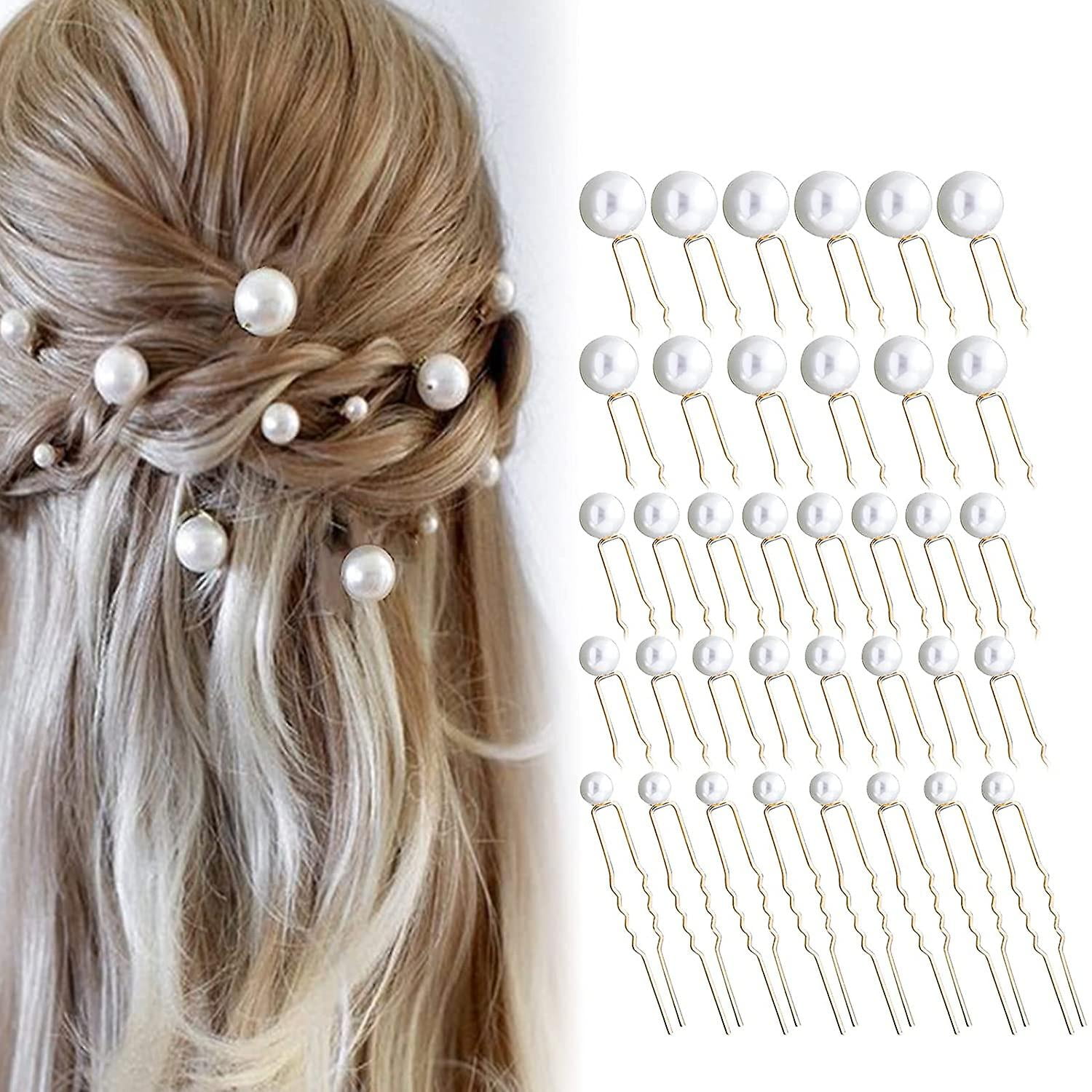 nipocaio 36 Pieces U shaped Pearl Hair Pins Wedding Hair Accessories For Bridal Hairstyle And Bridesmaid Hairstyle golden Walmart