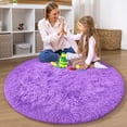 thumbnail image 3 of KIXINWA Purple Round Rug for Girls Bedroom, 4x4 Feet Fluffy Circle Rug for Kids Room, Fuzzy Circular Rug, Plush Shaggy Soft Area Rug for bedroom, Non Slip Living Room Rug, Nursery Dorm Cute Small Rug, 3 of 6