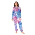 thumbnail image 2 of FORMRS Onesies Pajama for Adults Unisex Hoodie Winter Jumpsuit One Piece Sleepwear, Sizes S-2XL, Watercolor Blue Marble Pattern, 2 of 7