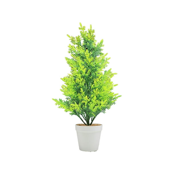 Simulación de árbol de cedro pinaster pequeño de Navidad, hoja de cedro pinaster artificial, simulación de bonsái verde, adornos en maceta para sala de estar