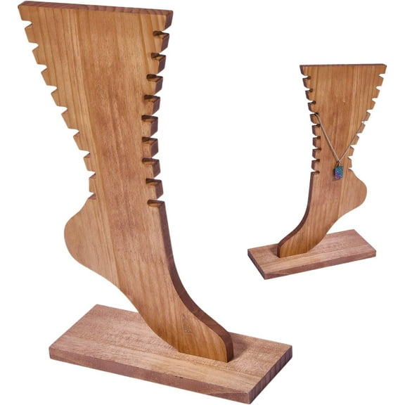 Foot Shaped Anklets Display Stand Wooden Detachable Jewelry Holder Foot Wooden Jewelry Display Stand Foot Wood Jewelry Display Rack for Anklets Bracelet Necklace Display Brown Wood Color