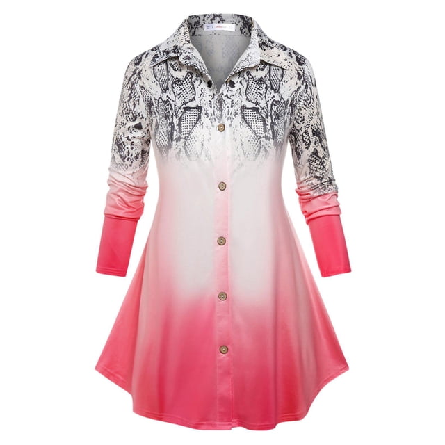Camisa de Túnica de Talla Extra de Piel de Serpiente Degradada Rosegal Blusas Tallas Grandes