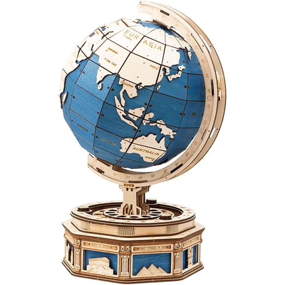 ROKR 3D Wooden Puzzle for Adults Build Your Own World Globe Model Kit Creative Gift for Kids on Birthday Christmas Day