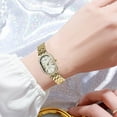 thumbnail image 2 of Women Vintage Gold Rome Watch Oval Case Adjustable Stainless Steel Watch Band Waterproof Analog Quartz Watch,Gold white, 2 of 6