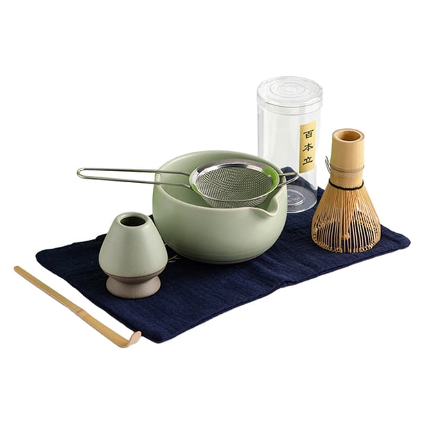 Juego de té Matcha japonés de 6 uds, cuenco tradicional de Matcha, accesorios les, cuenco de cerámica Matcha, para la casa de té , Verde