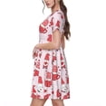 thumbnail image 2 of Easygdp Valentine Gnomes para Vestido Transpirable de Mujer, Vestido Suelto de Manga Corta con Pliegues y Bolsillos para el Verano, 2 of 6