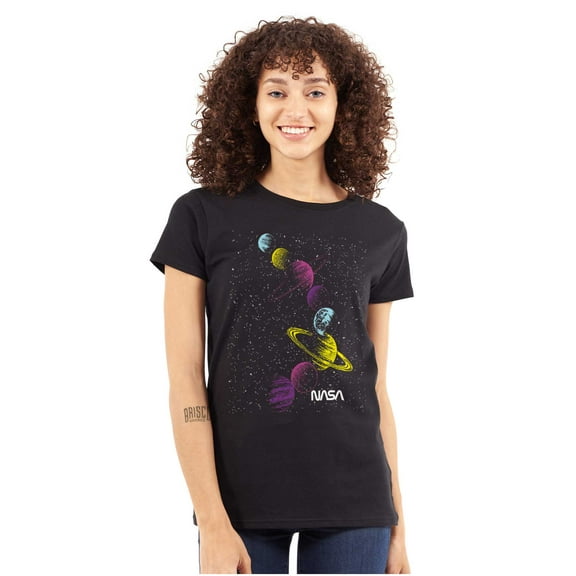 Retro NASA Space Milky Way Planets Women's T Shirt Ladies Tee Brisco Brands S