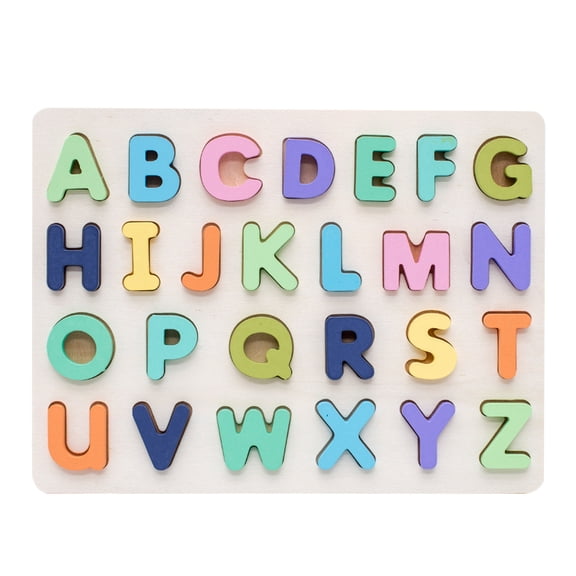 ​Double-Sided Alphabet & Numbers Wooden Puzzle - Jumbo Stackable Letter Blocks w/ Grain Texture ,Montessori Learning Tool Ages 4 ​​ B