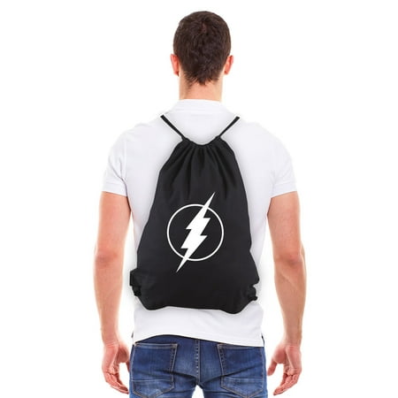 Flash Comic Superhero Eco-Friendly Reusable Canvas Draw String Bag Black &
