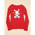 thumbnail image 3 of Cute Bunny With Flower Long Sleeve Toddler -Image by Shutterstock,  5 Toddler, 3 of 4