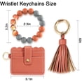 thumbnail image 3 of Ouber Women Keychain Bracelet Wristlet with Card Wallet Silicone Beaded Key Ring Bracelet Elastic Keyring Bangle Orange-2Pc, 3 of 8