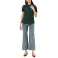 thumbnail image 2 of INSPIRAR CHIC Blusas de Algodón con Cuello Peter Pan y Botones Vintage para Mujeres Chic Verde Oscuro XS, 2 of 6