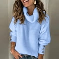 thumbnail image 2 of Yoodem Sweaters for Women Christmas Sweater Women Plus Size Long Sleeve Knitted Sweater Casual Turtleneck Loose Pullovers Cropped Sweaters for Women Sky Blue XXL, 2 of 3
