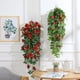 thumbnail image 4 of RV 2 piezas de plantas colgantes artificiales-flores de rosas de seda falsas, guirnalda colgante, enredadera de hiedra de ratán para decoración de pared de jardín, fiesta de boda Rojo Verde, 4 of 5