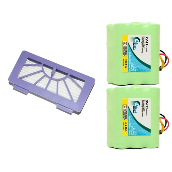 2-Pack Neato XV Signature Battery and Filter - Kit Includes 2 Neato Battery and 1 Filter (3500mAh, 7.2V, NI-MH)