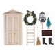 thumbnail image 1 of Mini Christmas Tree Door Kit Basswood Broom Ladder Cane Oil Lamp Carpet Miniature Dollhouse Accessories, 1 of 1