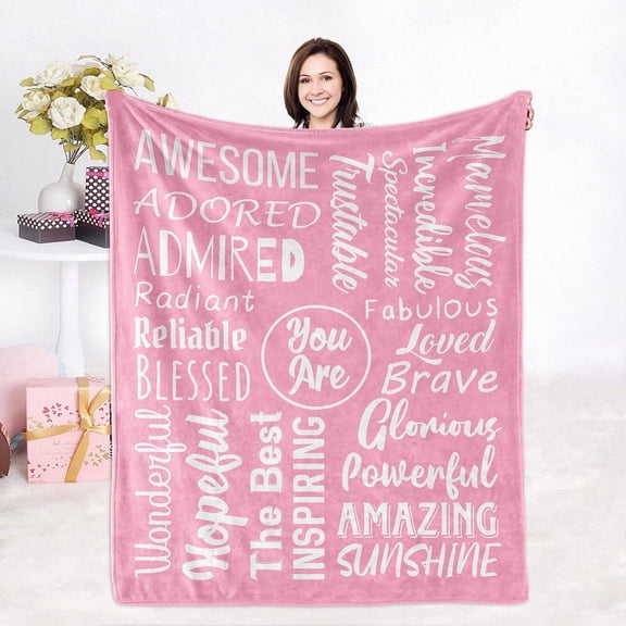 Inspirational Gifts for Women,Gifts for Women for Valentines, Positive Healing Compassion Throw Blanket Gifts for Friend Mom Sister Colleague(Pink Blanket)