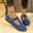 Blue, variant on Crunowin Women's Flat Sandals, Round Toe Mule Buckle Solid Color Spring Summer Casual Shoes 9.5