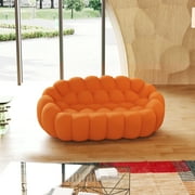 80 Modern Bubble Couch Loveseat, Oversized Curved Couches, Lazy Curved Bubble Floor Sofa, 3D Textile Mesh Fabric for Living Room,Office,Apartment,No-Assembly, Orange Couch