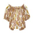 thumbnail image 1 of Kcodviy Hauts à Manches Courtes Amples pour Femmes Robes Boutonnées Épaule Chiffon Imprimé Chemises en Lin Boutonnées pour Femmes Blouse Décontractée Froide pour Femmes, 1 of 3