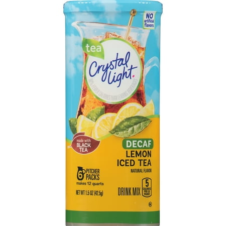 Crystal Light Drink Mix, Lemon Decaf Tea, 1.5 Oz, 6 Packets, 1 Count