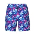 thumbnail image 4 of Lsque Mens Swim Trunks blue Skull purple flower Pattern - Bathing Suit Compression Liner - Beach Swim Shorts Swimwear - (S-3XL) - Stretch Quick Dry -Large, 4 of 9