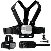 3 Piece Set Sports Action Cameras Accessories - Camera Chest Harness, Head Strap Mount, Rotating Wrist Strap, Compatible with GoPro Hero 13 12 11 10 9 8, Compatible with DJI Osmo Action 3 4 5 Pro 6