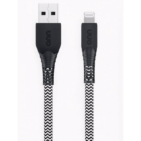 Onn Lightning Cable 10ft Black - Apple MFi Certified Charging