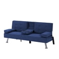 thumbnail image 4 of Gewnee 65.3 Inch Modern Futon Sofa,Sleeper Sofa with Cup Holders,Adjustable Backrest and Storage Side Pocket,Suitable for Small Space and Offices.Navy Blue, 4 of 14