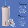 thumbnail image 6 of Carote 3pcs Insulated Stainless Steel Water Bottle and Tumbler Set with Straw/Handle, 34oz & 32oz*2, Blue, 6 of 8