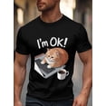 thumbnail image 2 of Men's T-Shirt I'm OK Lazy Orange Cat and Notebook Short Sleeve Casual Tee Classic Crew Neck T-Shirt for Men, Black 4XL, 2 of 6