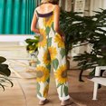 thumbnail image 4 of JULMCOMO Cotton Linen Jumpsuits for Women Pull On Floral Print Scoop Neck Comfy Loose Fit Rompers Tie Strap Vintage Casual Summer Overalls Beige 3XL, 4 of 7