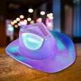 thumbnail image 3 of Waroomhouse Women Party Hat Bright Color Concave Top Wide Brim Glossy Surface Cosplay Dress-up Costume Dance Show Props Western Cowboy Hat Headwear, 3 of 8