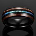 thumbnail image 3 of Anillos de tungsteno de 0.315 in para hombres y mujeres hawaianas con incrustaciones de madera de Koa cúpula azul centro alianzas de boda ajuste cómodo, 3 of 4