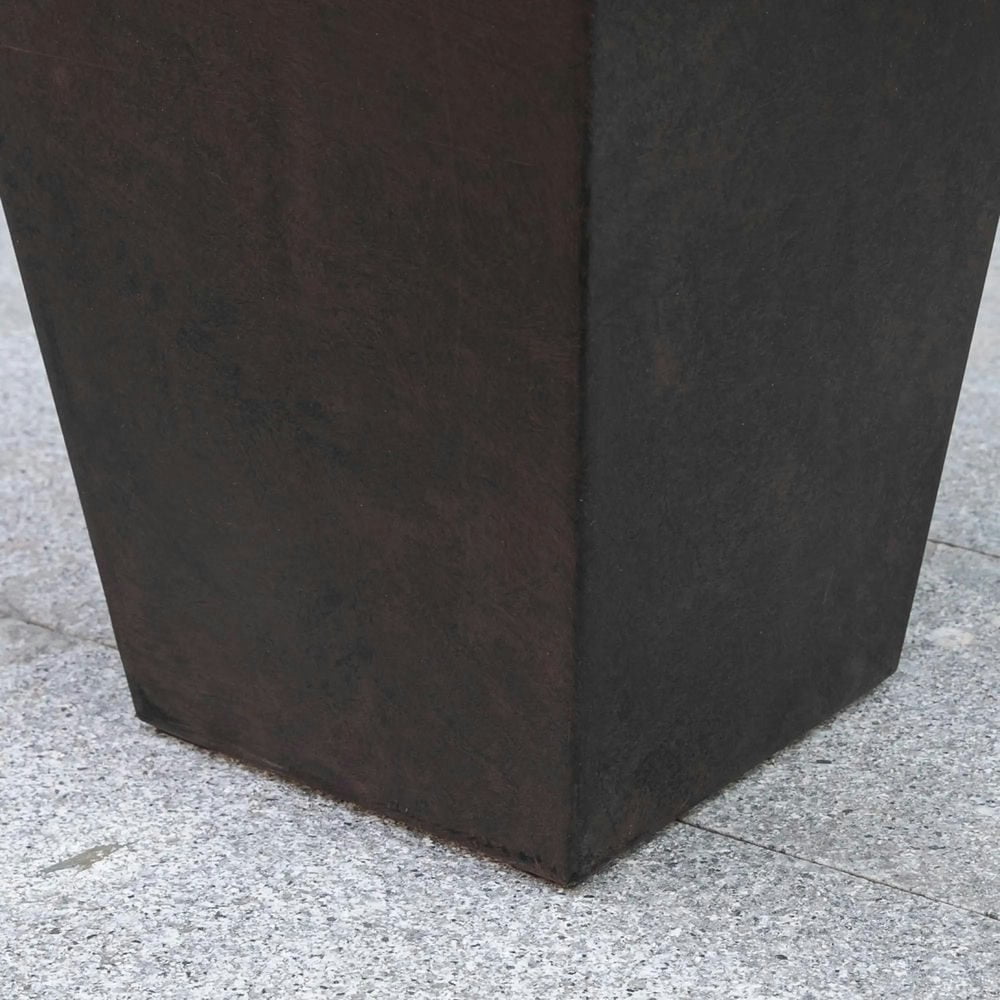 Spaco 28 Feet Tall Plastic Planters Set of 3, Flower Pot, Anti-crack, Fade-resistant, Square Shape with A Matte Surface, Outdoor & Indoor, for lawns, patios, yards, Brown