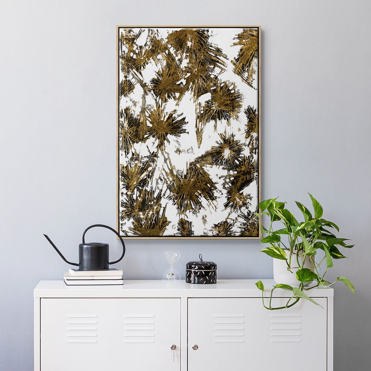 Fireworks Framed Premium Gallery Wrapped Canvas - Ready to Hang - 27 x 41 - Natural Wood Floating Frame