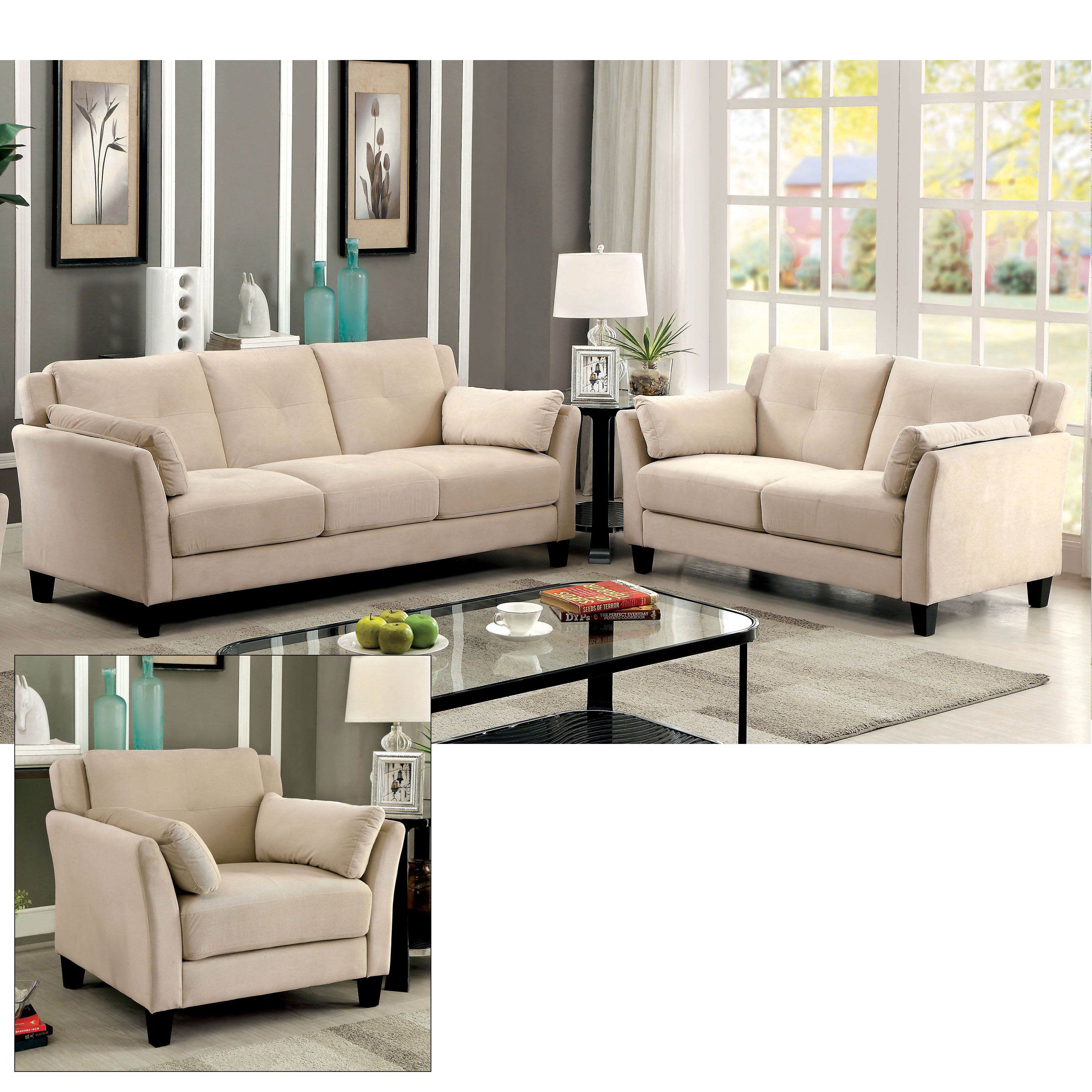 Furniture Of America Galvan 3 Piece Sofa Set Walmartcom Walmartcom