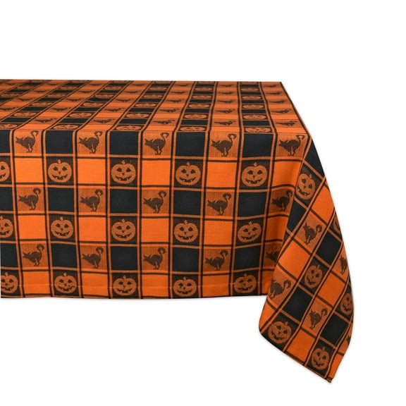 DII 60x84" Modern Cotton Halloween Woven Check Tablecloth in Multi-Color