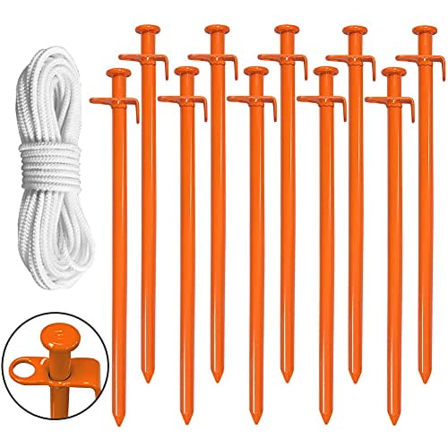 Eurmax 10PC Pack 12 inch Multiuse Heavy Duty Steel Tent Stakes Tarp